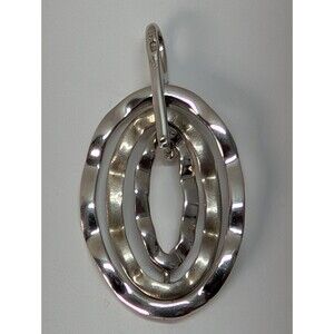 Triple Oval Moving Wave Pendant Vintage 925 Silver Sterling Whimsical Classy